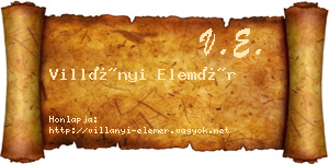 Villányi Elemér névjegykártya